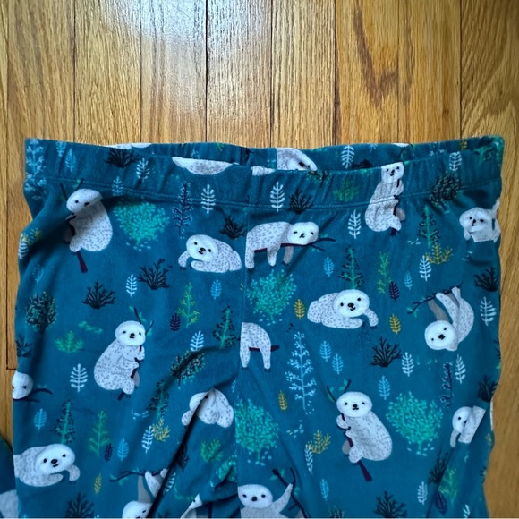 Secret Treasures Teal Blue Fleece Sloth Nap Time Pajama Set Size Medium 8/10 - Picture 5 of 6